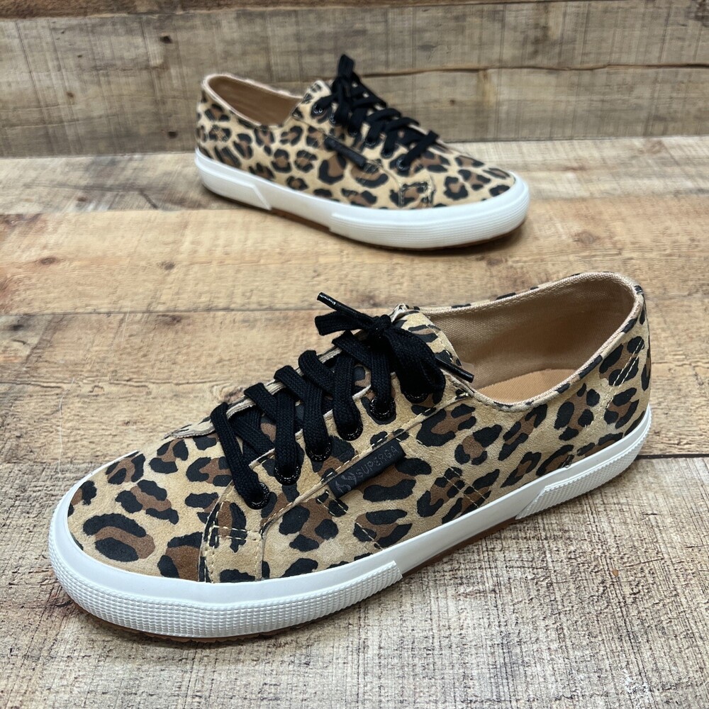 Superga Womens Cheetah Print Suede Lace Up Casual Sneakers Size 8.5 (39.5) NWOB!